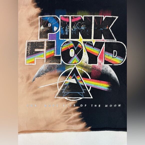 Pink Floyd Dark Side Of The Moon Crop T-shirt Women Small Black Tie Dye Music - Picture 2 of 5